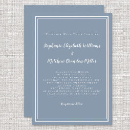 シンプルダスティブルーモダンミニマル結婚リストシック 招待状