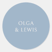 シンプルダスティブルーモダン結婚ズ ラウンドシール (正面)