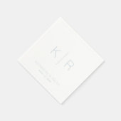 シンプルダスティブルーモノグラムホワ結婚イトナプキンス スタンダードカクテルナプキン (角)