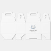 シンプルダスティブルーモノグラム結婚クレスト フェイバーボックス (見開き)