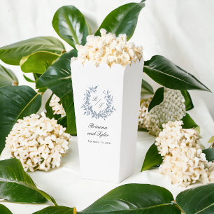 シンプルダスティブルーモノグラム結婚クレスト フェイバーボックス