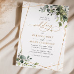 シンプルダスティブルーユーカリプトゥスグリーンリー結婚金ゴールド 招待状<br><div class="desc">このコレクエレガントションは葉水の混色の緑のフォントと上品なセリフと繊細なサンセリフを黒で組み合わせ、背面にモノグラムを付けている。一致する項目が使用可能。</div>