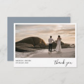 シンプルダスティブルーランドスケープ結婚写真 サンキューカード (正面/裏面)