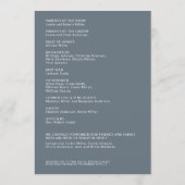 シンプルダスティブルー孤立した名結婚前式 プログラム (裏面)