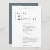 シンプルダスティブルー孤立した名結婚前式 プログラム (正面/裏面)