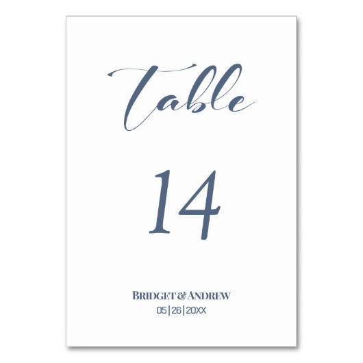 シンプルダスティブルー文字結婚のテーブル番号 テーブルナンバー (裏面)