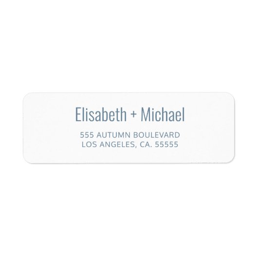 シンプルダスティブルー結婚スクリプト差出人住所 ラベル (正面)