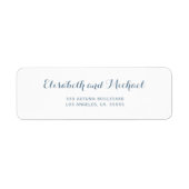 シンプルダスティブルー結婚スクリプト差出人住所 ラベル (正面)