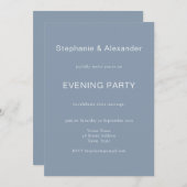 シンプルダスティブルー結婚ズ夕べパーティー招待状 招待状 (正面/裏面)