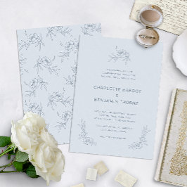 シンプルダスティブルー結婚ズ 招待状