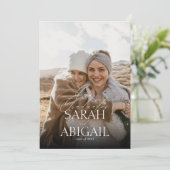 シンプルダブルお祝い写真卒業パーティー 招待状 (スタンド正面)