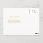 シンプルダブルハート金ゴールド結婚ありがとう ポストカード (裏面)