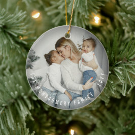 シンプルダブル写真モダンクリスマス セラミックオーナメント