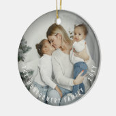 シンプルダブル写真モダンクリスマス セラミックオーナメント (左)