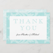 シンプルダマスクロビンの卵ブルー サンキューカード (正面/裏面)