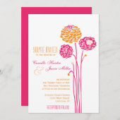 シンプルダリア – ピンク&オレンジ結婚ズ 招待状 (正面/裏面)