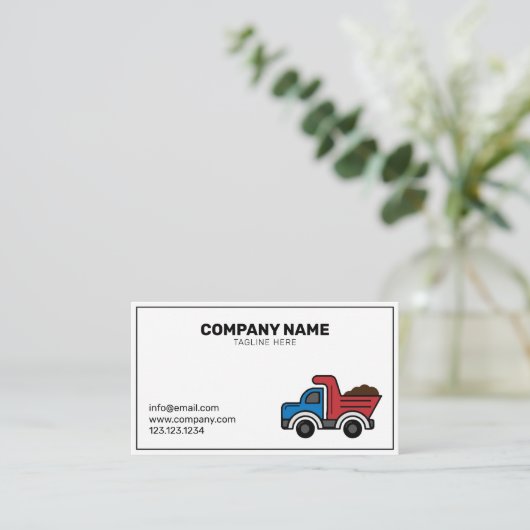 シンプルダンプトラック建物建築会社 名刺 (スタンド正面)