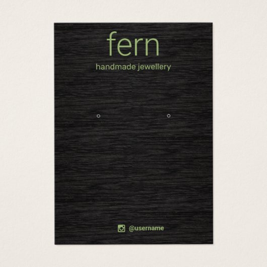 シンプルダークウッドのイヤリングジュエリー表示カード (正面)