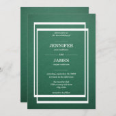 シンプルダークエメラルド長方形結婚式招待状 招待状 (正面/裏面)