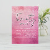シンプルダークエレガントピンク21歳の誕生日 招待状 (スタンド正面)