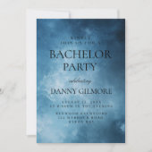 シンプルダークエレガントブルーバチュラーパーティ 招待状 (正面)