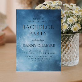 シンプルダークエレガントブルーバチュラーパーティ 招待状