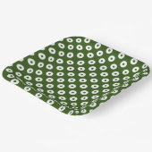 シンプルダークグリーンとホワイトポルカドット ペーパープレート (傾斜あり)