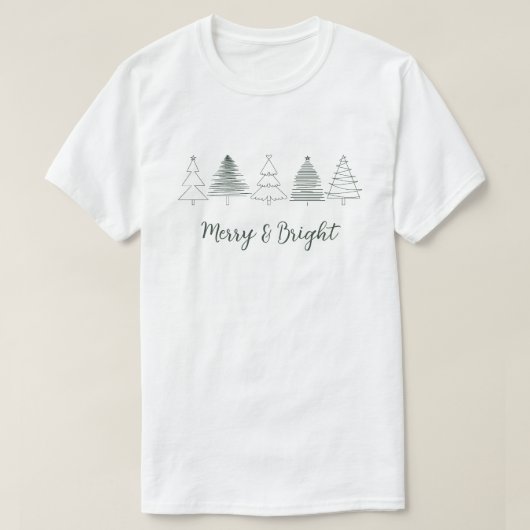 シンプルダークグリーンメリーと明るいクリスマスツリー Tシャツ (デザイン正面)
