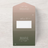 シンプルダークグリーン&赤面ピンクグラデーションズ結婚ス オールインワン招待状 (外側)