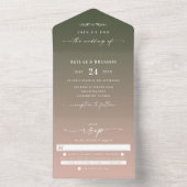 シンプルダークグリーン&赤面ピンクグラデーションズ結婚ス オールインワン招待状 (内側)