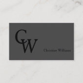 シンプルダークグレイエレガントモノグラムプロフェッショナル 名刺 (正面)