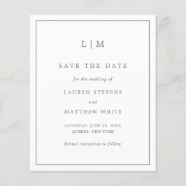 シンプルダークグレーの予算結婚式の日付を保存