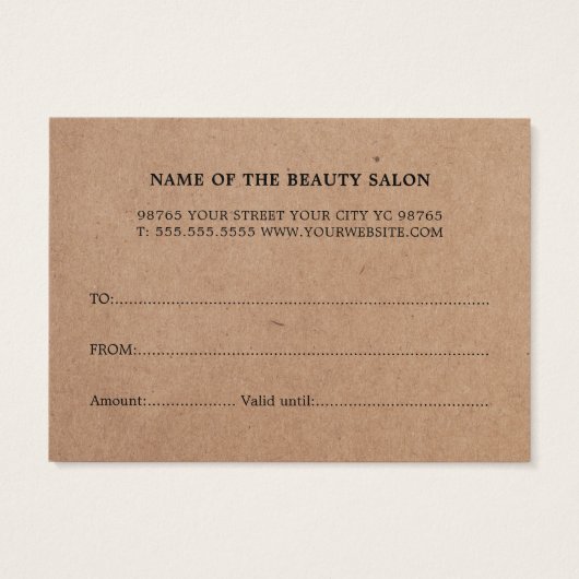 シンプルダークグレープリントクラフト美しいサロン (裏面)