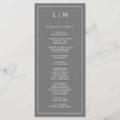 シンプルダークグレーモノグラムエレガントな結婚式 プログラム (裏面)