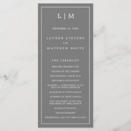 シンプルダークグレーモノグラムエレガントな結婚式 プログラム