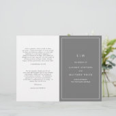 シンプルダークグレーモノグラムエレガントウェディングプログラム (スタンド正面)