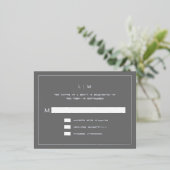 シンプルダークグレーモノグラムエレガントウェディングRSVP 箔招待状ポストカード (立ち正面)