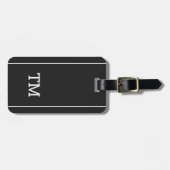 シンプルダークグレー白ラインモノグラはっきりしたム ラゲッジタグ (正面横)