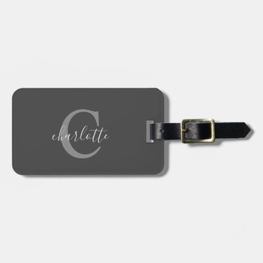 シンプルダークグレー荷物タグ ラゲッジタグ (正面横)