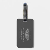 シンプルダークグレー荷物タグ ラゲッジタグ (裏面縦)