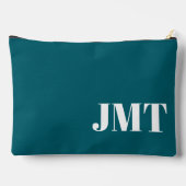 シンプルダークティール(緑がかった色)とホワイトモノグラム アクセサリーポーチ (裏面)