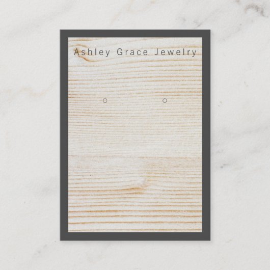 シンプルダークブラウン木材イヤリング表示カード 名刺 (正面)