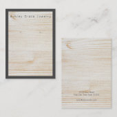 シンプルダークブラウン木材イヤリング表示カード 名刺 (正面/裏面)