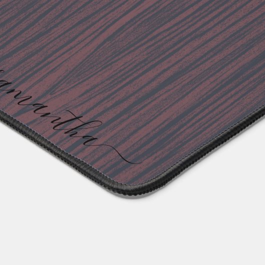 シンプルダークブラウン木質感カスタムモノグラム デスクマット (コーナー)