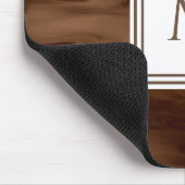 シンプルダークブラウン細大理石モノグラモダンム マウスパッド (コーナー)