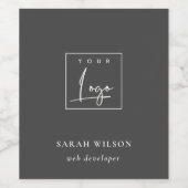 シンプルダークブラックカスタム販売促進ロゴ ワインラベル (シングルラベル)