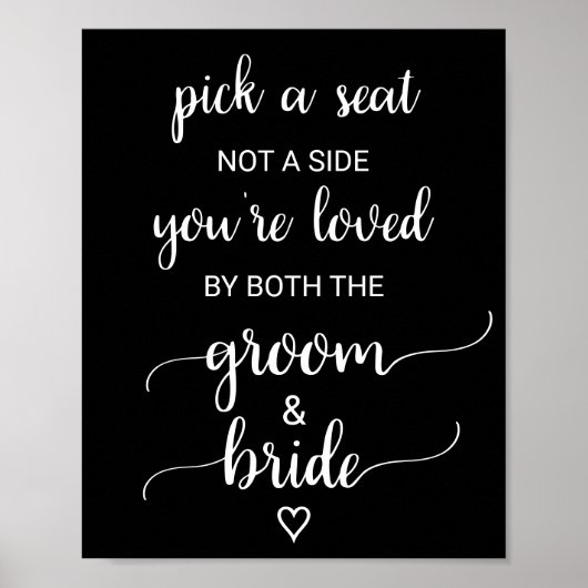 シンプルダークブラック書道座席標識を選ぶ ポスター (正面)