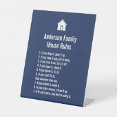 シンプルダークブルーとホワイトファミリーズハウスルール 台座サイン (正面)