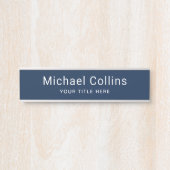 シンプルダークブルー名タイトルテンプレートプロフェッショナル サインプレート (正面)