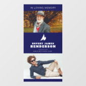 シンプルダークブルー白い鳩カスタム写真記念 ウィンドウサイン (シート)